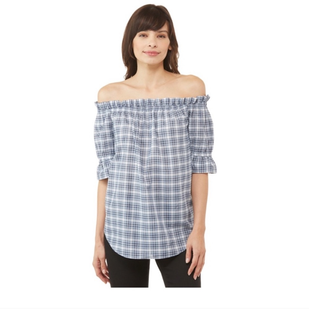 Michael Kors Glam Check Off-Shoulder Top Size L